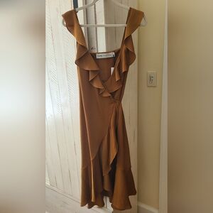 Fame and Partners wrap dress with ruffled straps in butterscotch. NWT sz 6